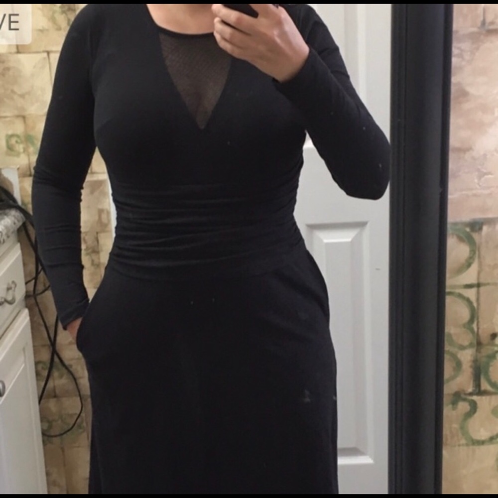 Maxi cotton dress with side pockets & eyelet